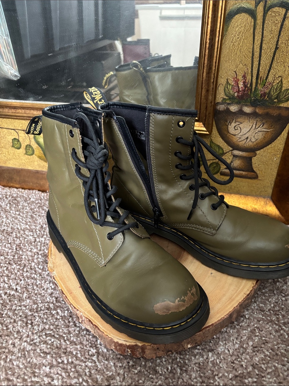 Dr. Martens Women's Olive Green Lace-Up Boots